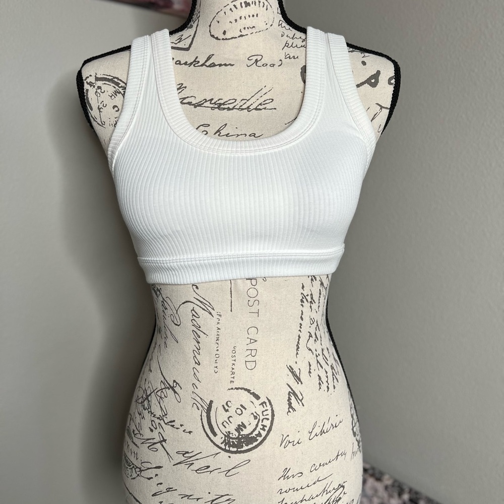 ALO Yoga Cream Ribbed Tank Top
